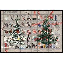 1961. Danmark. Julemærker, helark ufoldet. To grantræer.